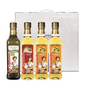 [에스파놀라] 유기농 엑스트라버진 올리브유 500ml 1병 + 포도씨유 500ml 1병 + 해바라기유 500ml 2병 (선물세트)