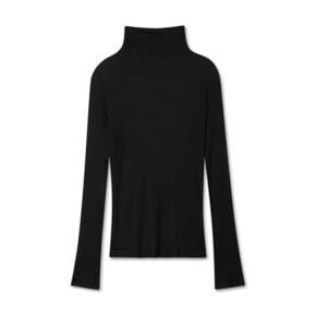 WOOL TENCEL TURTLE NECK TOP BLACK