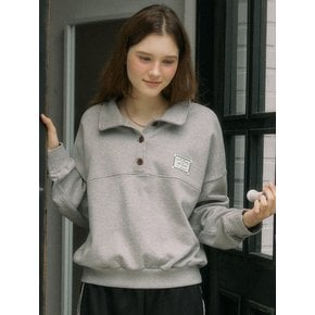 Hope Button-down Sweatshirt - Melange Grey