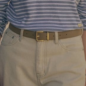 30mm square buckle suede belt_Beige