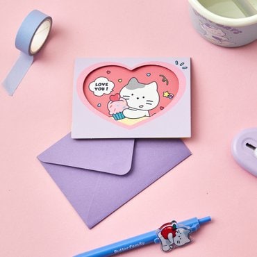 BUTTER(버터) [버터샵] 해피해피 밀크캣 폴딩카드 LOVE YOU