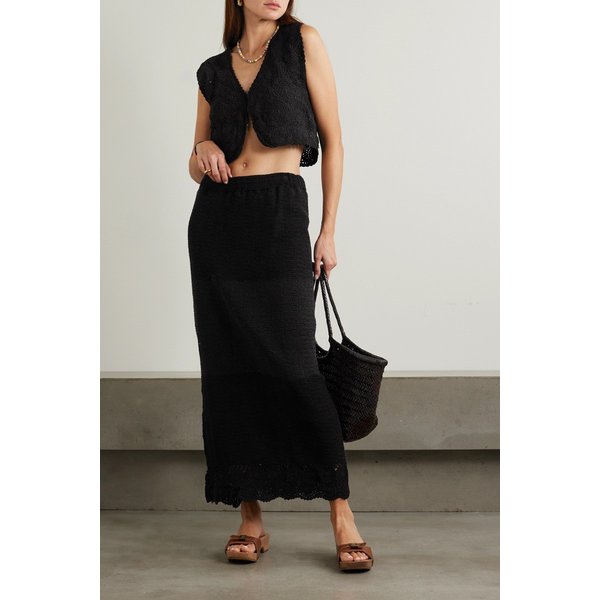 페이스풀 넷 서스테인 룰라 크로셰 코튼 미디 스커트 블랙 1647597326069271