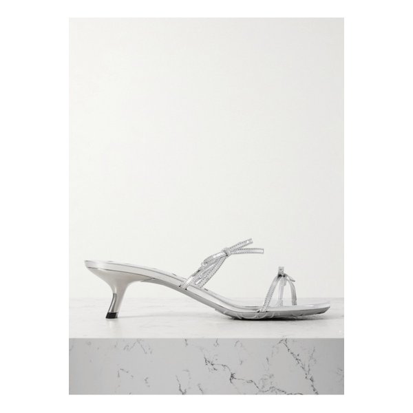 페탈 보우 메탈릭 가죽 샌들 실버 1647597352792227