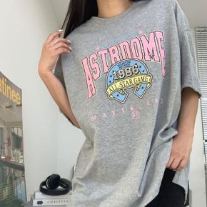 빈티지영문나염 박스 롱반팔티 여성빅사이즈 루즈핏오버핏 여름면캐주얼_P387495317