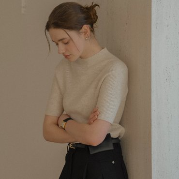 틸아이다이 Rip cash blended v-neck knit_Oatmeal