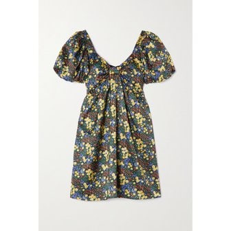 HVN 퀸 플로럴 프린트 텐셀 미니 드레스 그린 1647597289204483