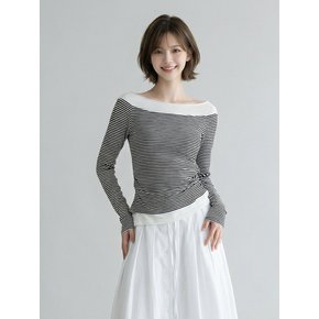 [에이루브] 배색 보트넥 티셔츠 AASBTS101D