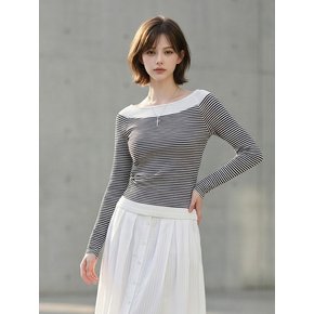 [에이루브] 배색 보트넥 티셔츠 AASBTS101D
