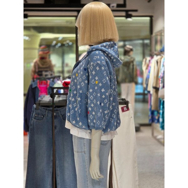 [파주점] 패턴 후드 니트 집업 가디건 BAKCA8631-LB