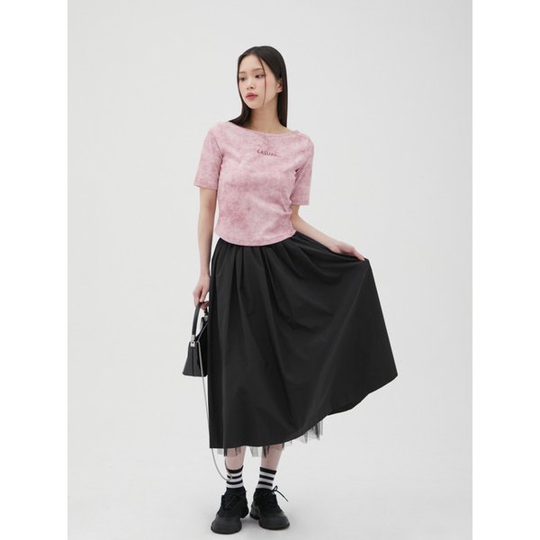 메쉬안감 밴딩 플레어 스커트 AQ1WSM69