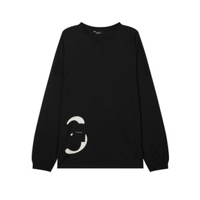 [23SS] [TEE LIBRARY] 블랙 프린트배색 면 긴팔티셔츠 RATS3ELI1BK