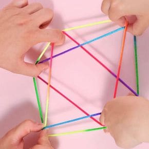 실뜨기 놀이용 무지개 컬러 실 실뜨개 줄 끈