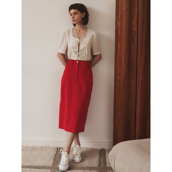 지에마르 CORDUROY SKIRT RED