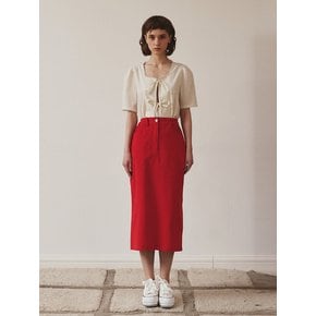 CORDUROY SKIRT RED