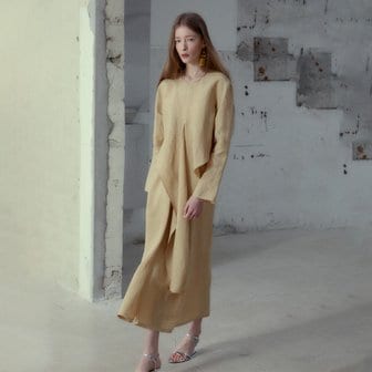 뮤제 ROBE Drape Dress_Sand Beige