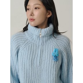 Raglan Half Zip-up Wool Knit_Sky Blue