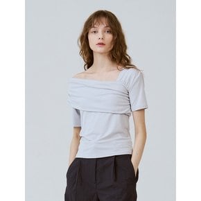 Unbalanced drape shirring top (4color)