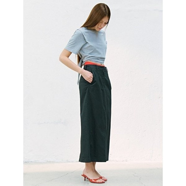 Nylon Casual Long Skirt  Ash (KE6527M064)