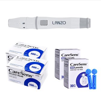  LANZO 채혈기 란조 사혈기 +  란셋 30G 200개 +  알콜솜 200매