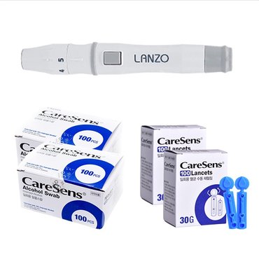  LANZO 채혈기 란조 사혈기 +  란셋 30G 200개 +  알콜솜 200매