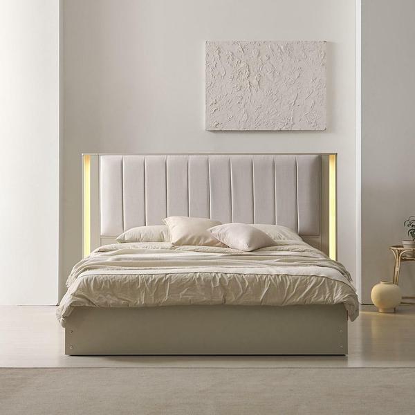 루미너스 패브릭 평상형 호텔식 침대프레임 Q/K(퀸/킹 공용) + 조명타워2EA