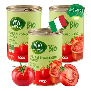  COOP 비비베르데 이탈리아 유기농 폴파 디 포모도로 토마토 퓨레 400g 3캔 무첨가물 Non GMO
