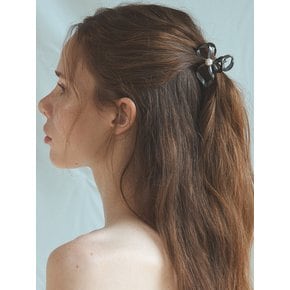 [NEW] Mini pearl crumpled ribbon hair claw clip (6 colors)