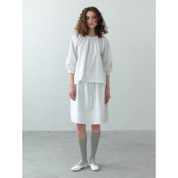 Cotton midi skirt_ivory