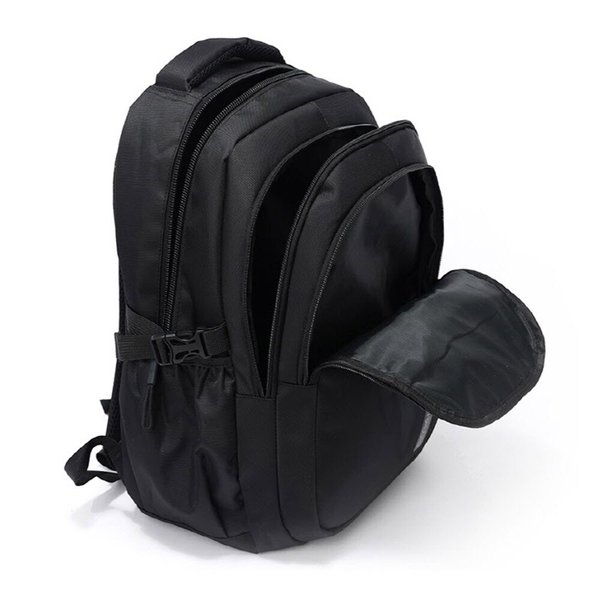 [옷자락] 남성 학생 멀티 분할 포켓 검정색 레터링 버클 백팩