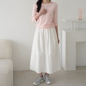 밴딩 바스락 아노락 플레어 롱 스커트 화이트 치마 봄 여름 가을