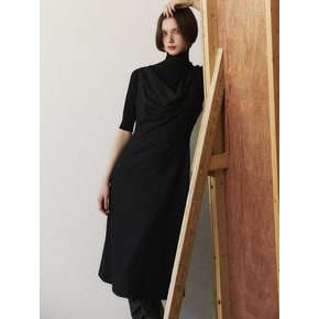 Wool Draped Dress_Black