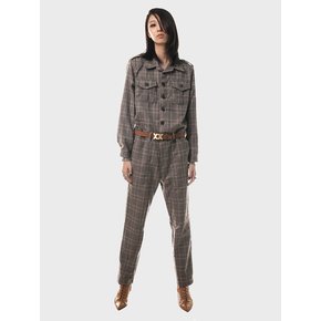 Tiger-Embroidered Wales Check Jumpsuit(UNISEX)_UTP-FJ06