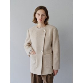 TFW COLLARLESS BOUCLE BLAZER_2COLORS