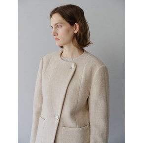 TFW COLLARLESS BOUCLE BLAZER_2COLORS