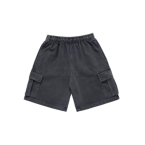 BASIC LOGO PIGMENT WASHING CARGO SHORT PANTS CHARCOAL 피그먼트워싱카고팬츠