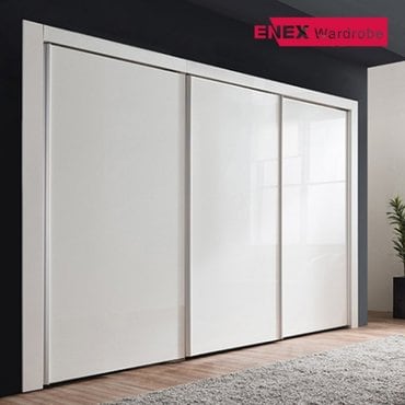 ENEX 플레인 화이트글로시 슬라이딩 장롱-399cm (4도어)