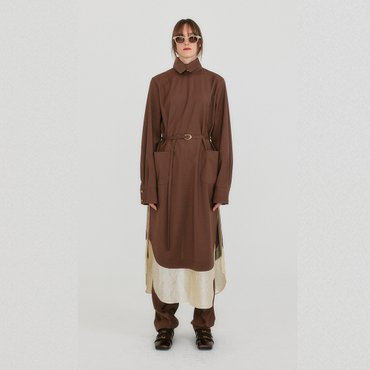 EENK ZENAIDA Button-Back Belted Dress - Brown