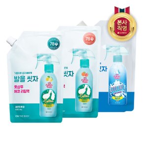 온더바디 코튼풋 발을씻자 풋샴푸 리필 500ml 3개 (레몬+자몽+쿨링)