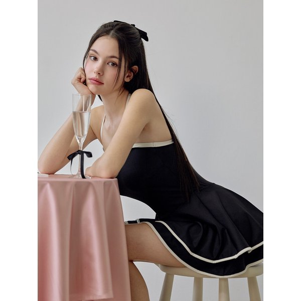 다에나 더블 스커트 모노키니 - Black