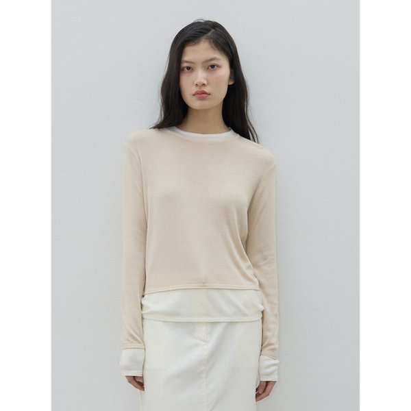 26ss two tone knit _ beige