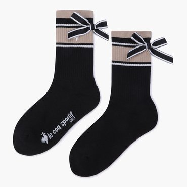 르꼬끄골프 25년  S/S  NEW 여성 스트라이프 리본 미들 삭스 / BLCK GQ122LSO13