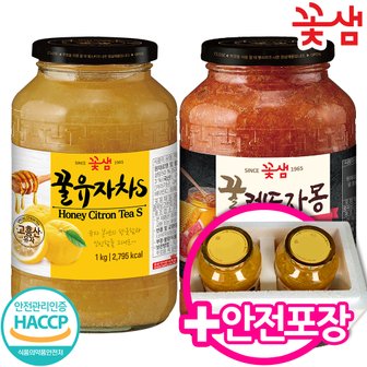  꽃샘 꿀유자차 1kg+꿀허니레드자몽차 1kg