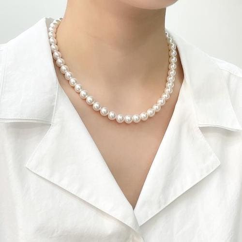 925Silver 8mm 진주 비드 목걸이 OPHEN188(1)