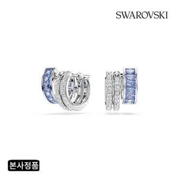 스와로브스키 [본사정품/쇼핑백증정] Connexus 블루 로듐 후프 귀걸이 5690030
