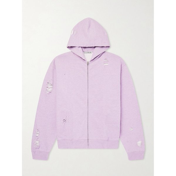 프란진 디스트레스드 코튼 블렌드 저지 집업 후드 티셔츠 46376663162969970