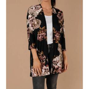 5026690 Now N Forever Dora Floral Cardigan In Black