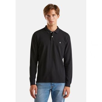 이스퀘어 5207885 United Colors of Benetton LONG SLEEVE - Polo shirt black