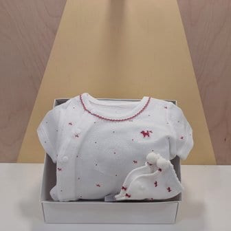 블루독베이비 RD)BI뱀부바디수트,양말 선물세트(45370-040-02+45170-011-08)