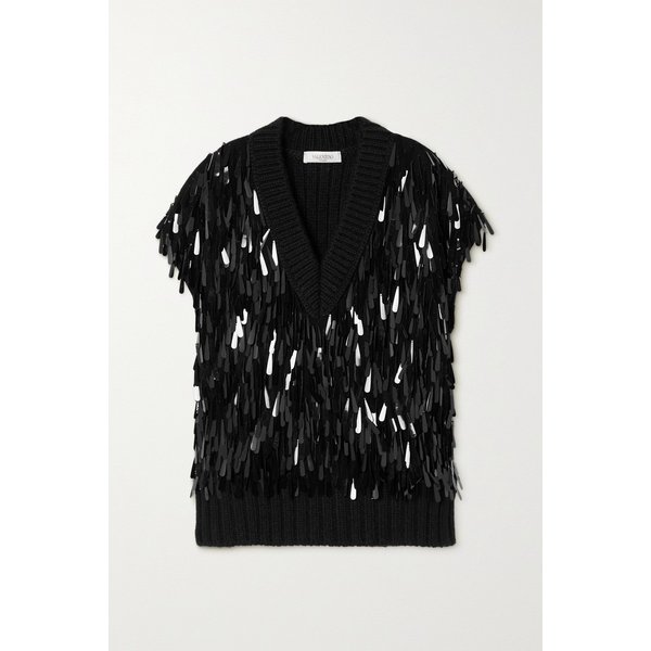 Pailette-embellished Ribbed Wool And Mohair-blend Top 블랙 16114163151061093