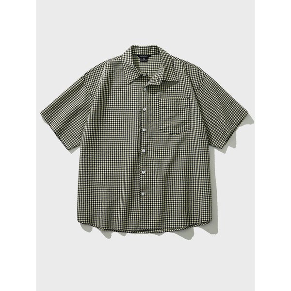 딩키 체크 반팔셔츠 블랙 HSSS7806